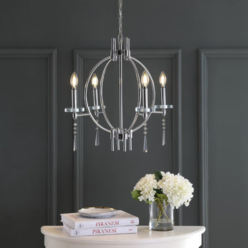 Laura 23" Crystal/Metal LED Chandelier - JONATHAN Y